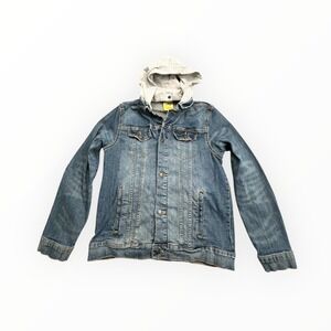 Thereabouts Denim Jacket Unisex L 14-16‎ Blue Hooded Trucker Cotton Workwear